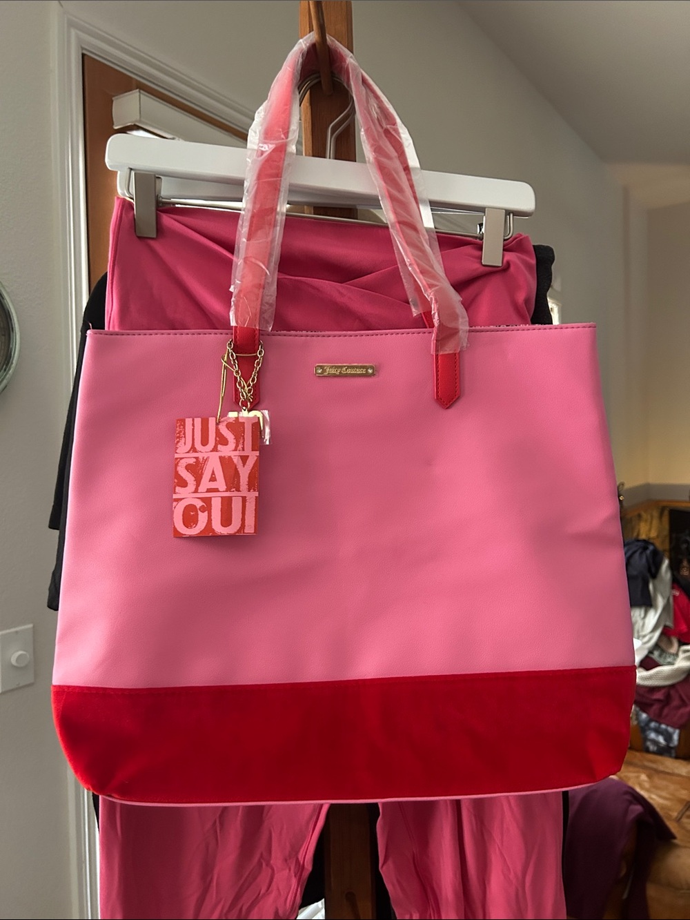 Juicy Couture Pink and Red Two-Tone Tote